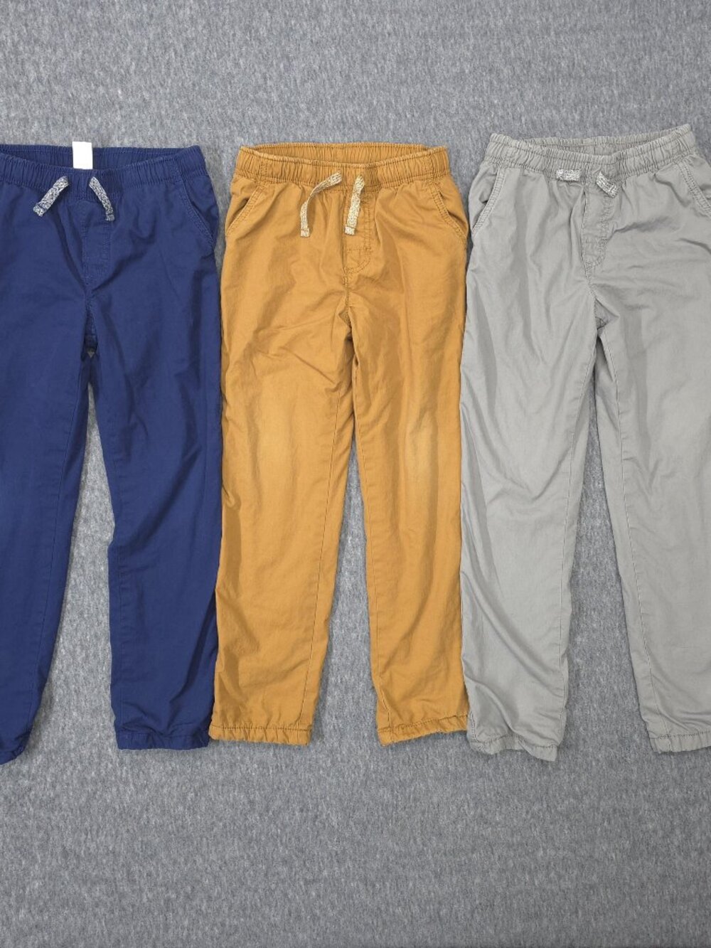 Carter's Boys Size 7 Lined Pants Lot 3 Pull On Joggers Blue Tan Gray